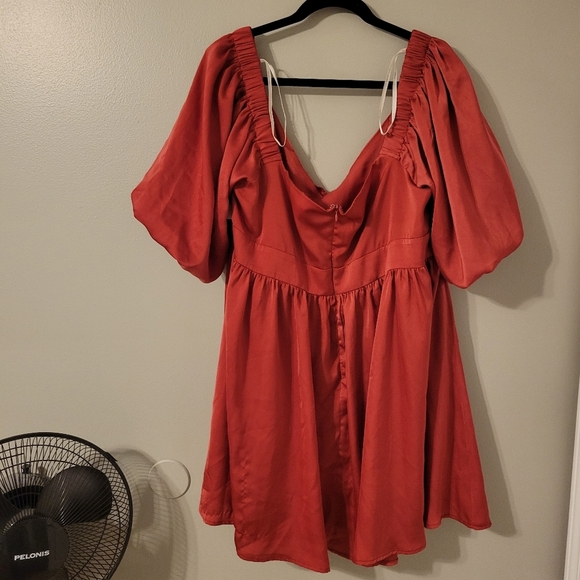 Arula Womens Red Boho Romantic Puff Sleeve Christmas Mini Party Dress. XL - Picture 3 of 12